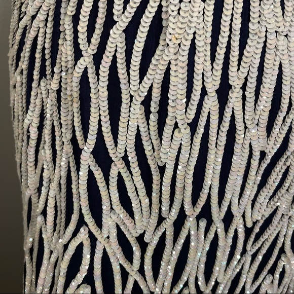 Vintage Nipon Night White Fully Sequined & Beaded 100% Silk Sheath Dress Size 4 - Picture 12 of 16
